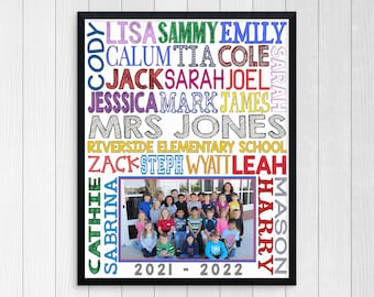 GIFT FOR TEACHER, Class Photo Gift, Teacher Appreciation Week Gift Ideas, Teacher Gift, Student Names Photo Gift, End of Year Gift