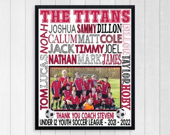 Personalized SOCCER TEAM PHOTO Gift for Coach ~ Soccer Gifts ~ Soccer Team Gift ~ Soccer Banner Football Coach Thank You~ Printable Digital
