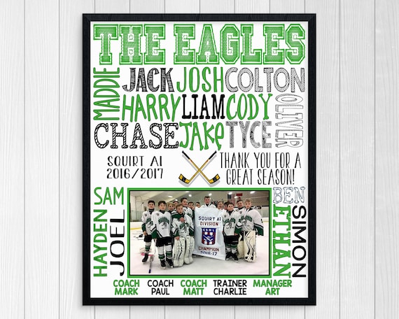 HOCKEY COACH GIFT ~  End of Season Hockey Gift ~ Personalized Hockey Print ~ Custom Hockey Gift ~ Hockey Team Photo ~ Ice Hockey Team ~ Jpg