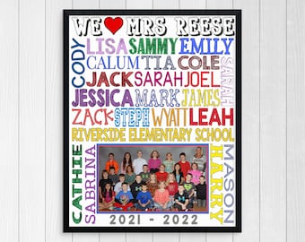 PRINTABLE TEACHER GIFT ~ End of Year Back to School Student Names Classroom Poster ~ Personalized Teacher Sign ~ Gift For Teacher