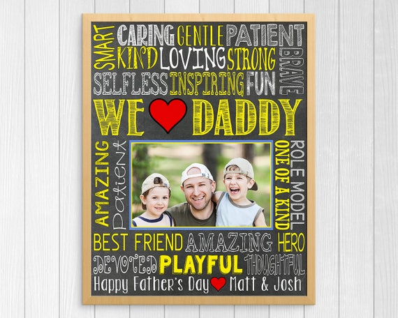 FATHERS DAY GIFT Chalkboard ~ Farther's Day Print Printable Gift from Children ~ Father Gift from Kids We Love Father Photo Gift for Dad