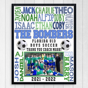 SOCCER COACHES GIFT Printable Soccer Custom Soccer Gift Boys Soccer End of Year Soccer Gift Soccer Team Photo Soccer Thank You image 1