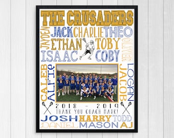 LACROSSE COACH GIFT, Lacrosse Team Gift, Printable Lacrosse Team Photo, Boys Lacrosse Print,End of Season Lacrosse Gift, Coach Appreciation