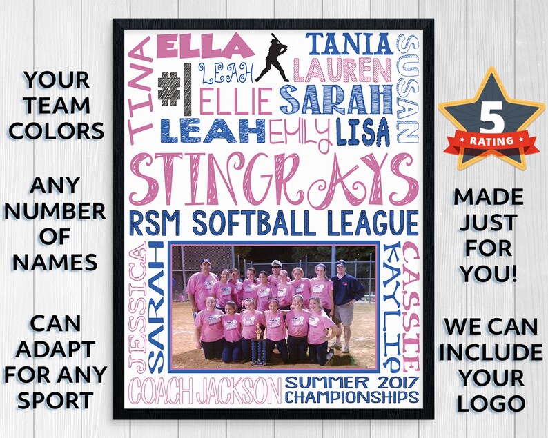SOFTBALL COACH GIFT Personalized Printable Softball Photo Etsy