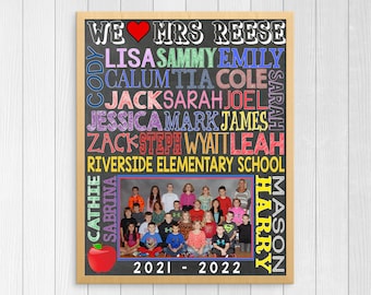 PRINTABLE TEACHER GIFT ~ End of Year Back to School Student Names Classroom Poster ~ Personalized Teacher Sign ~ Gift For Teacher