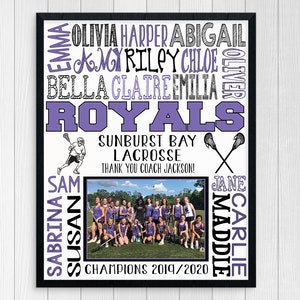 LACROSSE COACH GIFT, Lacrosse Team Gift, Printable Lacrosse Team Photo, Girls Lacrosse Print,End of Season Lacrosse Gift, Coach Appreciation