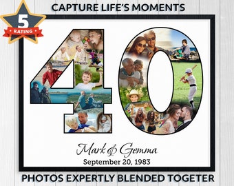 40th Anniversary Photo Collage, 40th Birthday Collage, 40th Anniversary Gift, 40th Anniversary Collage, 40 Year Ruby Anniversary Milestone