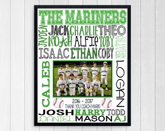 BASEBALL COACHES GIFT ~ Baseball Team Gift ~ Basebal Team Photo ~ Custom Baseball Team ~ Baseball Team Sponsor Gift ~ Printbale Baseball