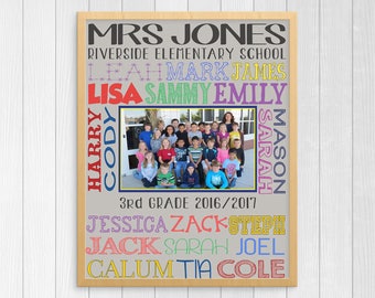 TEACHER SUBWAY ART ~ Personalized Custom Printable Gift ~ End of Year Back to School Student Class Names ~ School Scrapbook ~ Digital Jpg