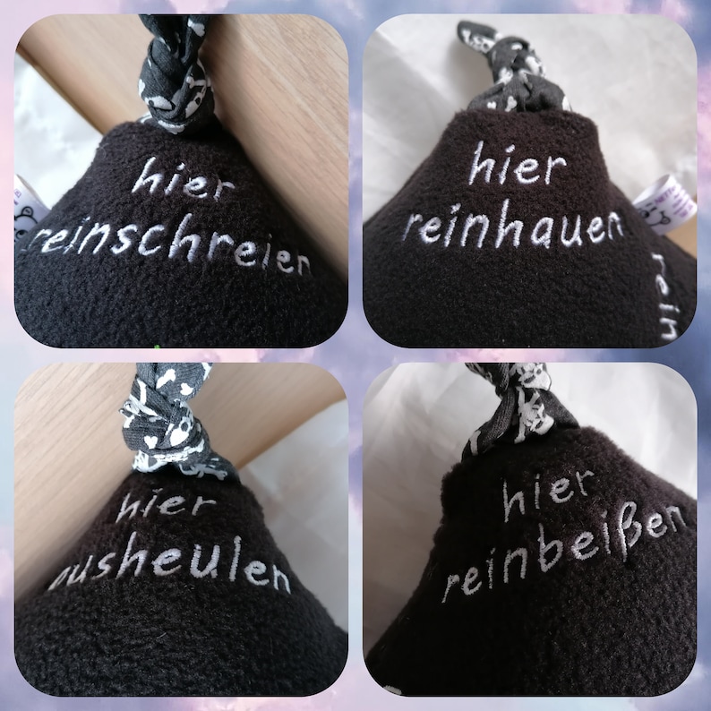 Wutkissen personalisiert mit Wunschfarbe, Schmusekissen 2 Größen, witzige Geschenkidee, Namenskissen für Kinder in der Pubertät und Eltern 16 Schwarz 29x19