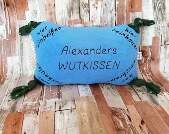 Wutkissen in groß, witzige Geschenkidee ein handgemachtes Wutkissen, Kuschelkissen mit Namen oder ein Geschenk für Stressabbau"Schönschrift"