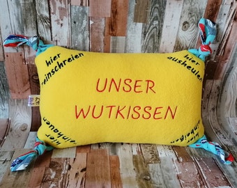 Wutkissen"UNSER" in 2 Größen,"Schönschrift" kreative Stressbewältigung, witzige Geschenkidee der weiche Boxsack