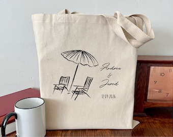 Personalized Beach Wedding Tote Bag: Cotton, Canvas
