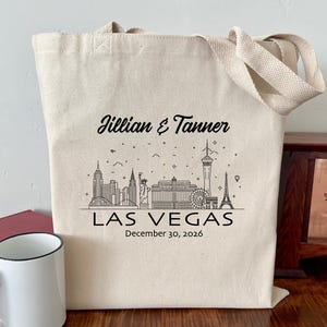 Personalized Las Vegas Skyline Wedding Tote, Las Vegas Wedding, Las Vegas Tote, Wedding Welcome Bag, Wedding Guest Tote, Bride Gift