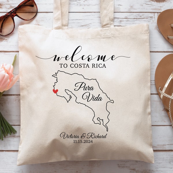 Costa Rica Wedding Tote, Costa Rican Wedding, Wedding Welcome Bag, Personalized WeddingTote, Pura Vida Tote, Costa Rica Tote