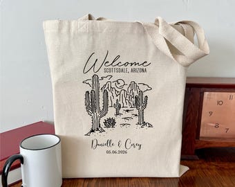 Desert Wedding Tote, Desert Wedding, Wedding Welcome Bag, Desert Badge Tote, Wedding Guest Bag, Cactus Tote Bag, Personalized Tote