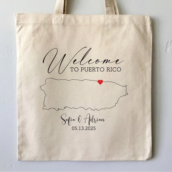 Puerto Rico Wedding Tote, Wedding Welcome Bag, Personalized Wedding Tote, Puerto Rico Welcome Bag, San Juan Wedding, Wedding Gift