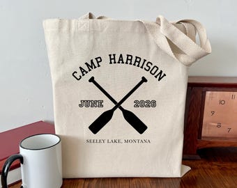 Personalized Family Reunion Tote Bag, Lake Vacation, Cabin Trip, Cotton Canvas