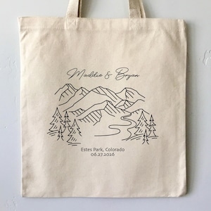 Mountain Wedding Tote, Mountain Wedding, Wedding Welcome Bag, Mountain Badge Tote, Wedding Guest Bag, Mountain Tote Bag, Personalized Tote