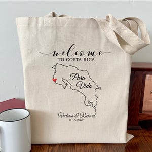 Costa Rica Wedding Tote, Costa Rican Wedding, Wedding Welcome Bag, Personalized WeddingTote, Pura Vida Tote, Costa Rica Tote