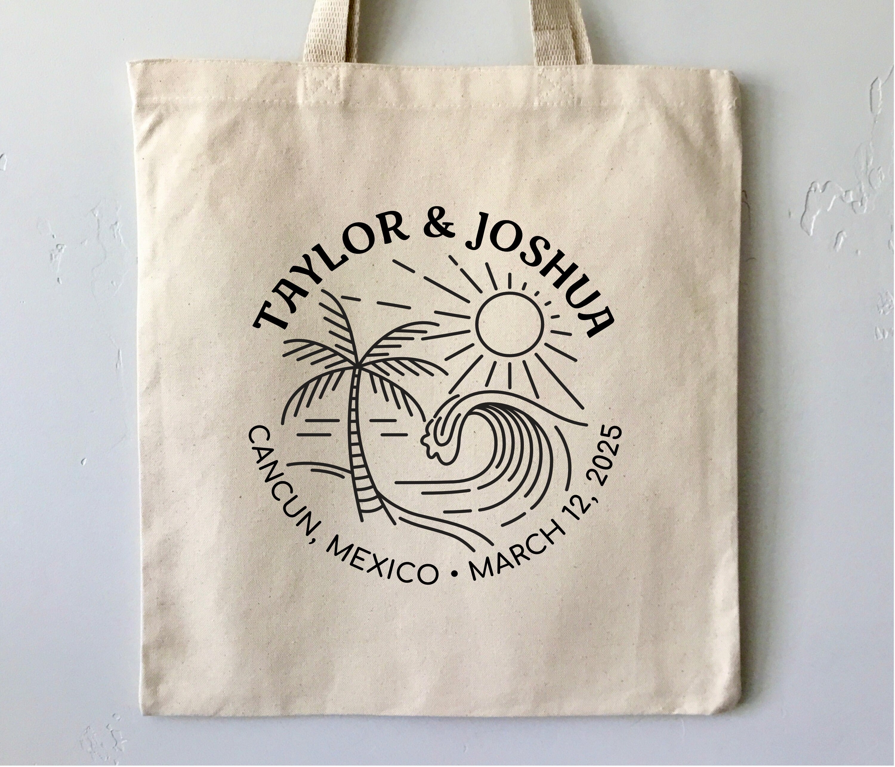 Beach Wedding Tote, Island Wedding, Tropical Wedding, Wedding Welcome Bag, Personalized Tote, Beach Badge, Destination Wedding Tote