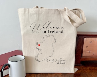 Personalized Ireland Wedding Welcome Tote Bag: Irish Map Favor