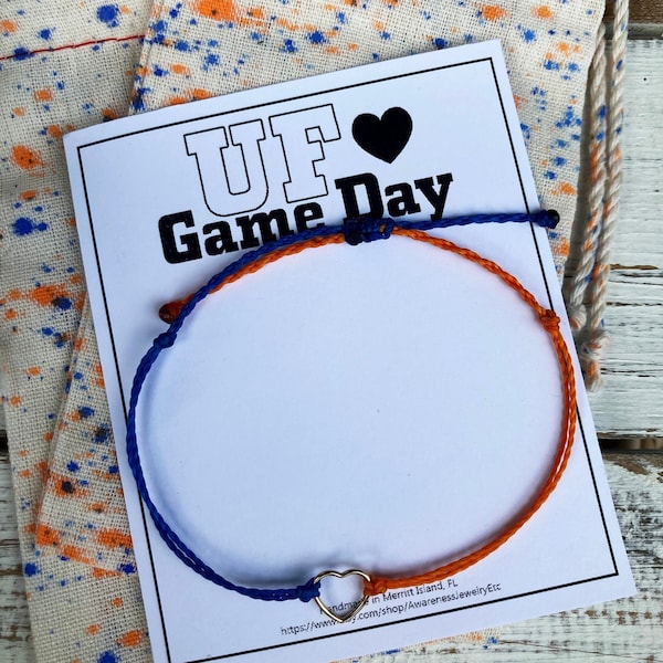 College Jewelry, Game Day Jewelry, Graduation Gift, UF, Florida Gators,Spirit Bracelet,Adjustable His Her Bracelet, Inexpensive College Gift