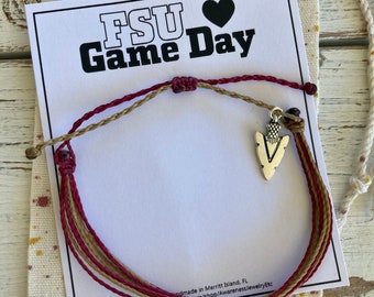 Noles College Jewelry, FSU Game Day Jewelry, Graduation Gift, UF, Noles Spirit Bracelet,Adjustable Gator Bracelet, Inexpensive College Gift