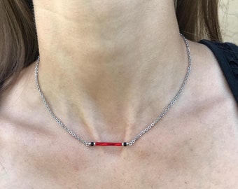 Thin Red Line Necklace, Red Line Jewelry, Fireman Wife Jewelry, Fireman Jewelry, Fireman Mom Jewelry,Firefighter Jewelry, Dainty Bracelet