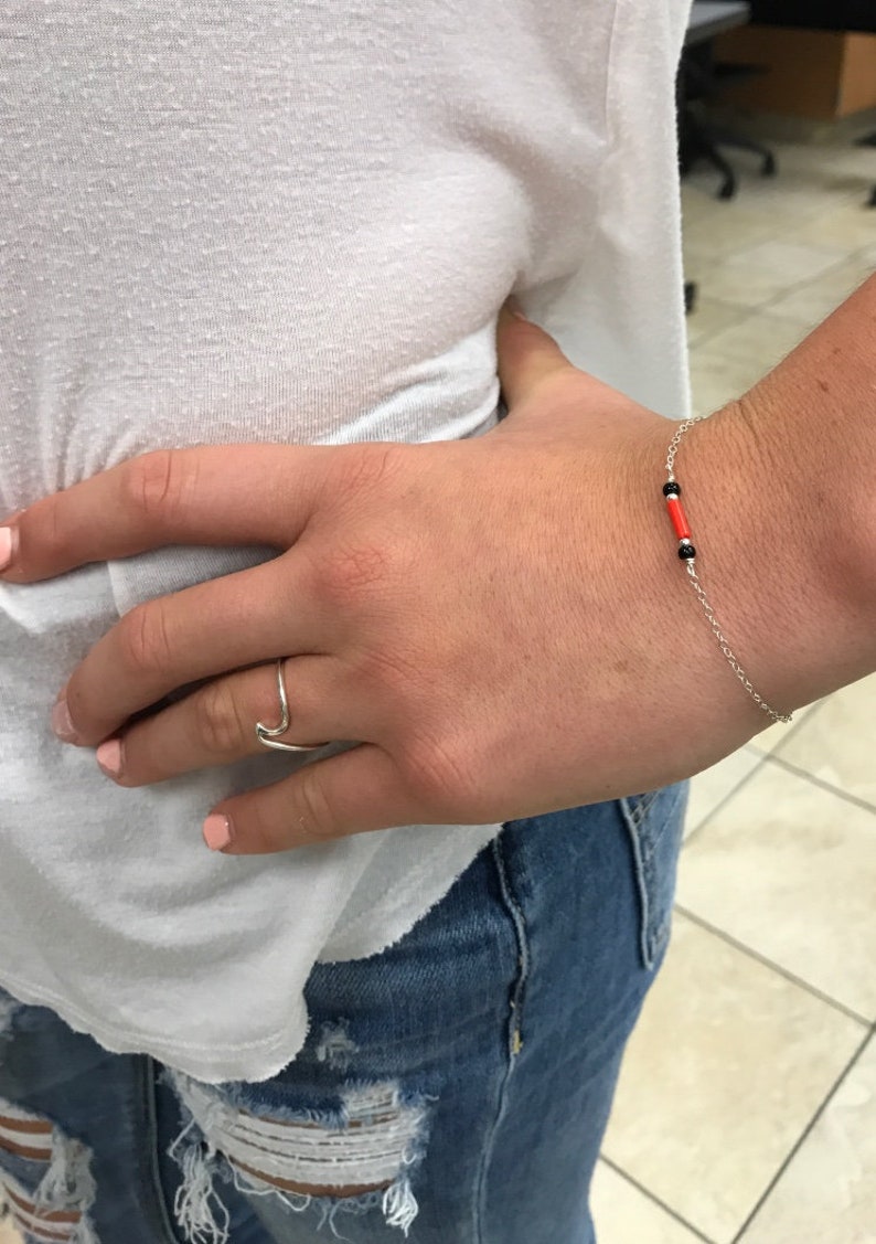 Fire Girlfriend Gift Thin Red Line,Dainty Firefighter Jewelry,Fireman Wife Gift,Red Line Bracelet,Fireman Mom Jewelry,Fireman Wife Jewelry