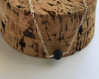 Single Bead Necklace, Essential Oil Diffuser Jewelry, Lava Jewelry,Black Lava Jewelry Minimalist Jewelry,Aromatherapy Jewelry,Essential Oils
