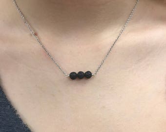 Essential Oil Diffuser Jewelry, Lava Jewelry, Lava Bar Necklace, Black Lava Jewelry Minimalist Jewelry, Aromatherapy Jewelry, Essential Oils