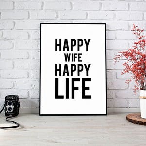Happy Life,Happy Wife,Wedding Gift,Anniversary Gift,Printable Wall Art,Instant Download,Wife,Gift For Her,Gift For Husband,Husband Gift,Art