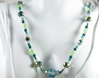 Signature Collection: Lavender Fields & Grassy Meadow Necklaces / Laveder/ Purple / Crystal / Green