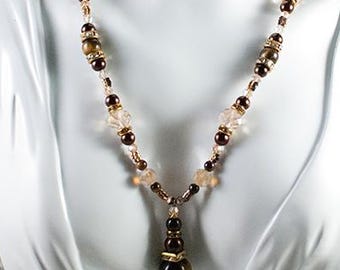Signature Collection: Ice, Roses & Earth Necklaces / Crystal / Pink /Brown  /White / Silver