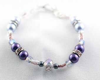 Signature Collection: Lavender Fields & Grassy Meadow Bracelets / Laveder/ Purple / Crystal / Green