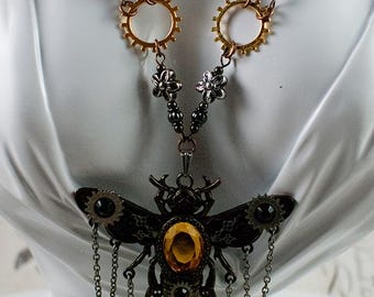 Naszyjniki Steampunk: Żuk, Łyżka, Serce, Kwiaty
