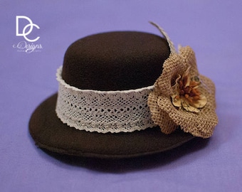 Burlap Flower Steampunk Mini Hat