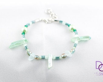 Bransoletki z kolekcji Fae: Liście / Zielenie / Kryształy / Minerały / Ziemia