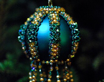 Teal/Blue Ball Beaded Ornaments