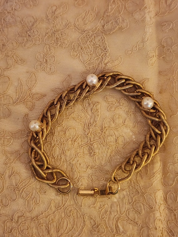 Vintage 1950's Gold Filled Bracelet with three cu… - image 10