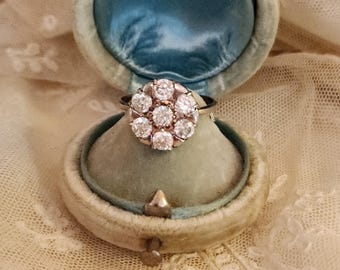 Vintage Sterling Silver CZ Cluster Ring - Size 10
