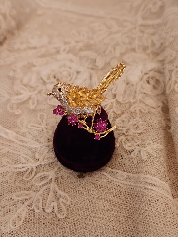 Whimsical Bird on a Branch  Multi Color C Z State… - image 4