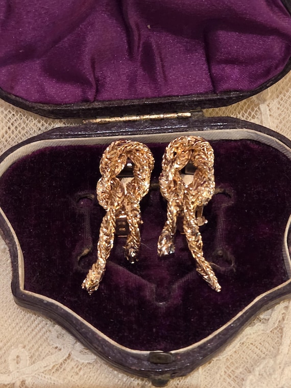 Signed HOBE' Gold Plated Clip Earrings
