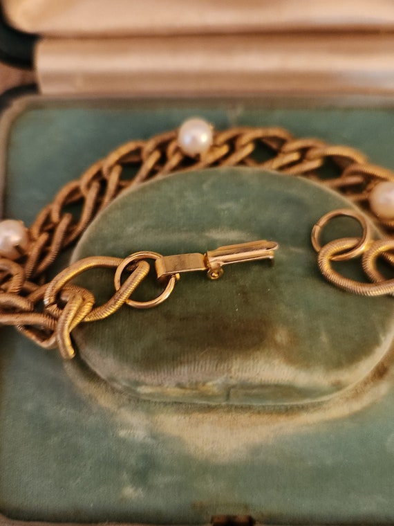 Vintage 1950's Gold Filled Bracelet with three cu… - image 7