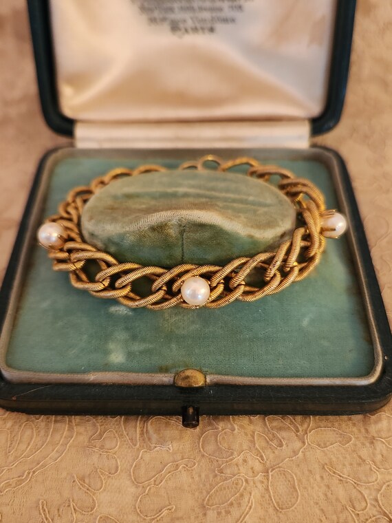 Vintage 1950's Gold Filled Bracelet with three cu… - image 9
