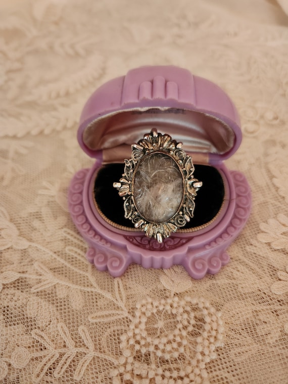 Fabulous LARGE Carved Amethyst 900 Silver Ring
