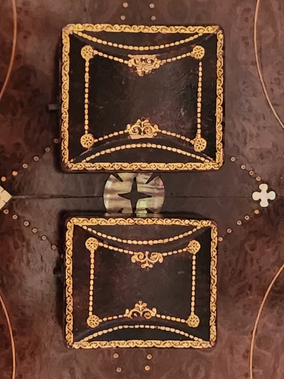 Antique Portuguese Leather Ring Boxes: Gilt Tooled Pair