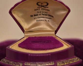 Seltene 1940er Jahre Fuchsia Celluloid Ring Box