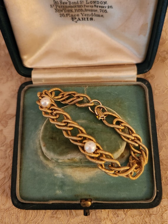 Vintage 1950's Gold Filled Bracelet with three cu… - image 8